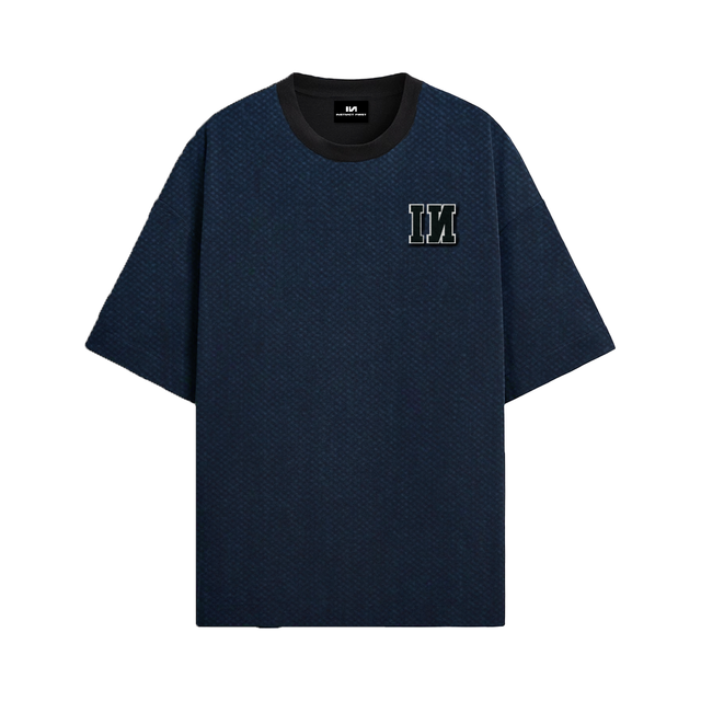 Denim Patch Oversized T-Shirt - Blue