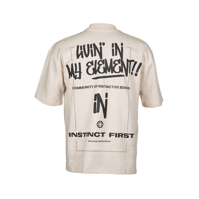 Living In My Element Oversized Off-White T-shirt