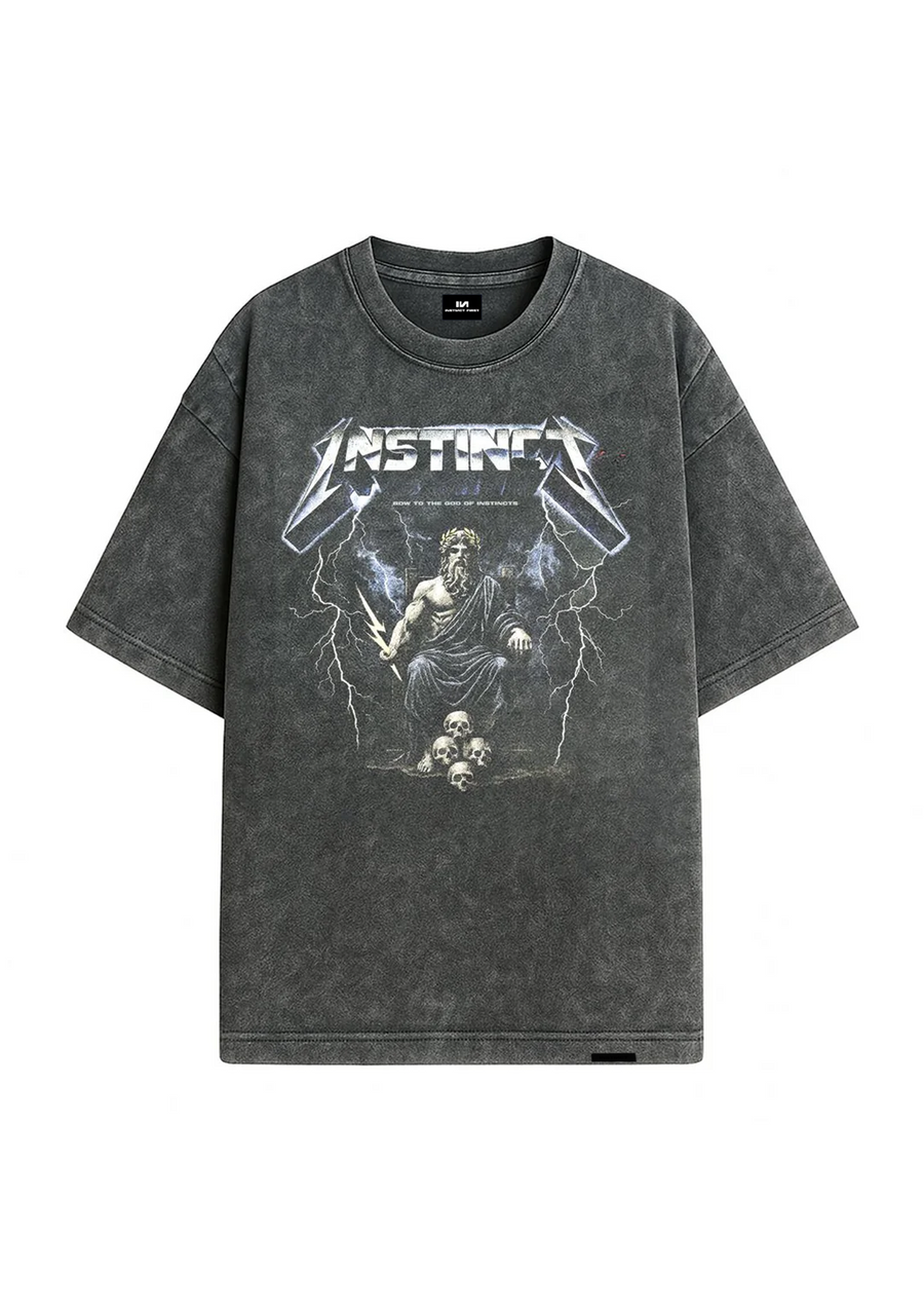 God of Instinct - Oversized Tshirt ( Washed Grey)