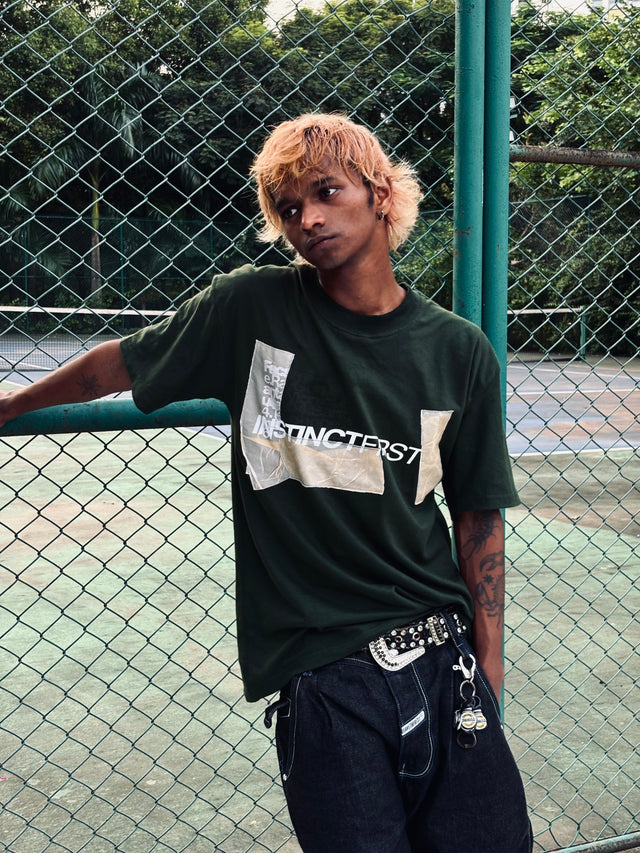 Duct Tape Oversized T-Shirt  - Bottle Green