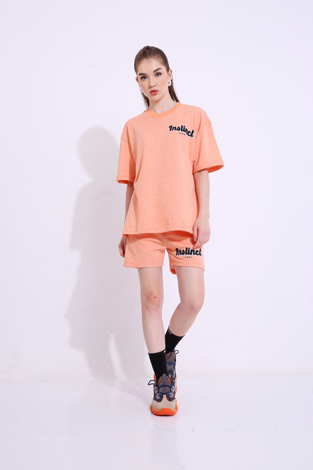 Retro Melange Orange - Oversized Shorts