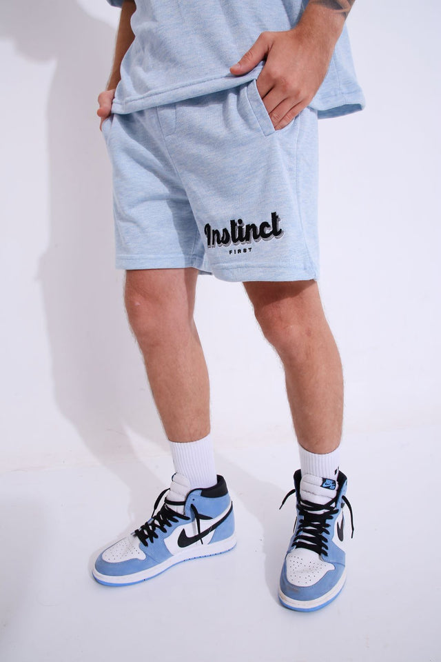 Retro Melange Blue - Oversized Shorts