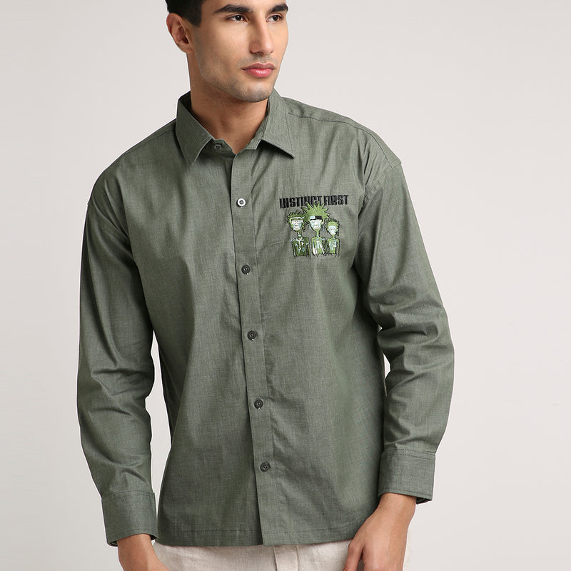Tribal Shirt - (Olive Green)