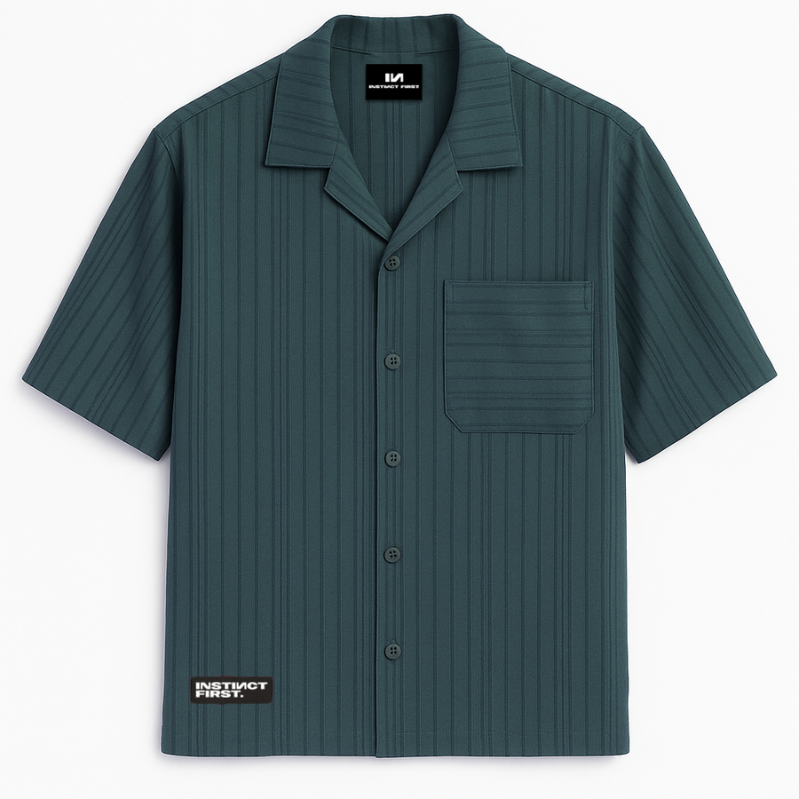 Metallic Stripe Shirt - (Emerald)