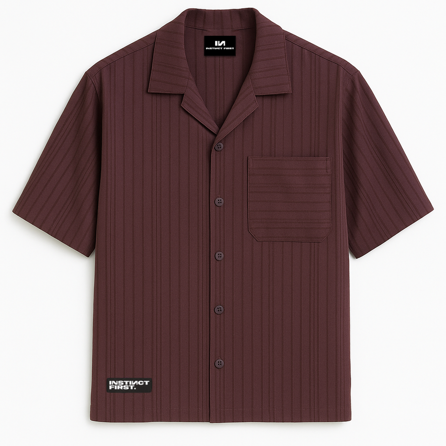 Metallic Stripe Shirt - (Maroon)