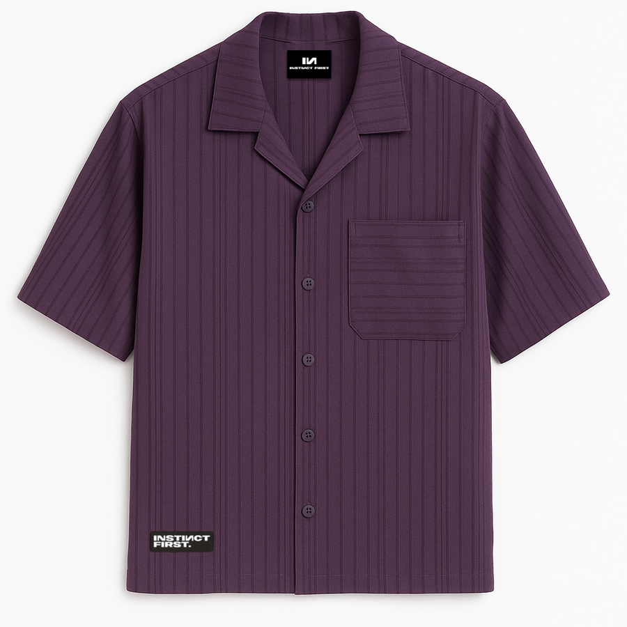Metallic Stripe Shirt - (Purple)