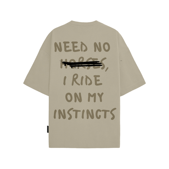 Ride on Instincts - Oversized T-shirt (Stone Grey)