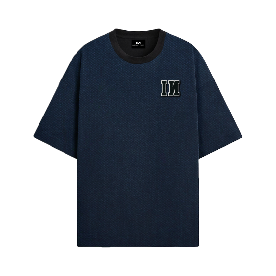 Denim Patch Oversized T-Shirt  - (Blue)
