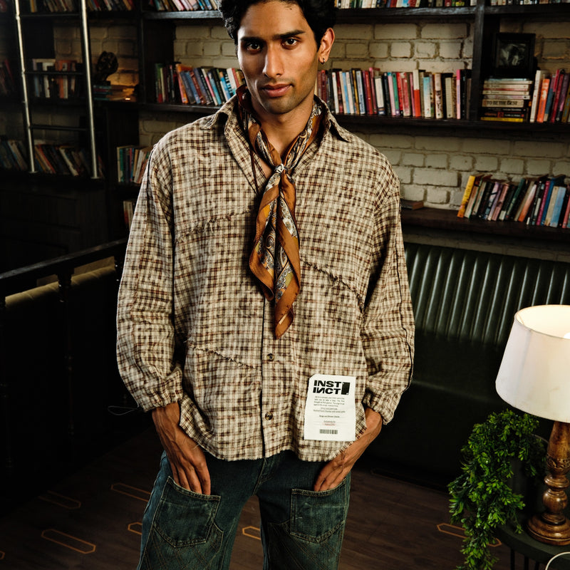 Raw Panel  Shirt - (Brown)