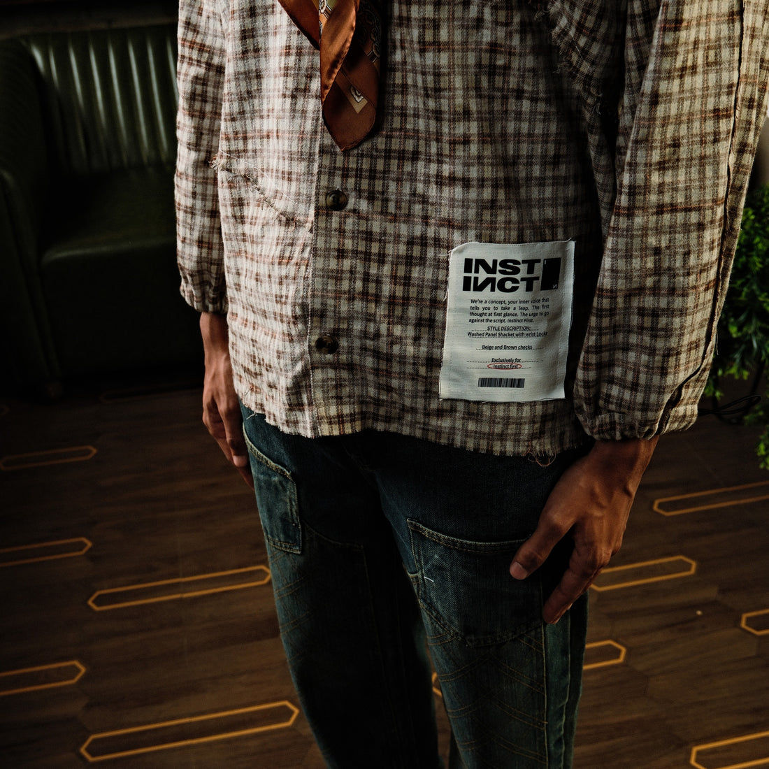 Raw Panel  Shirt - (Brown)
