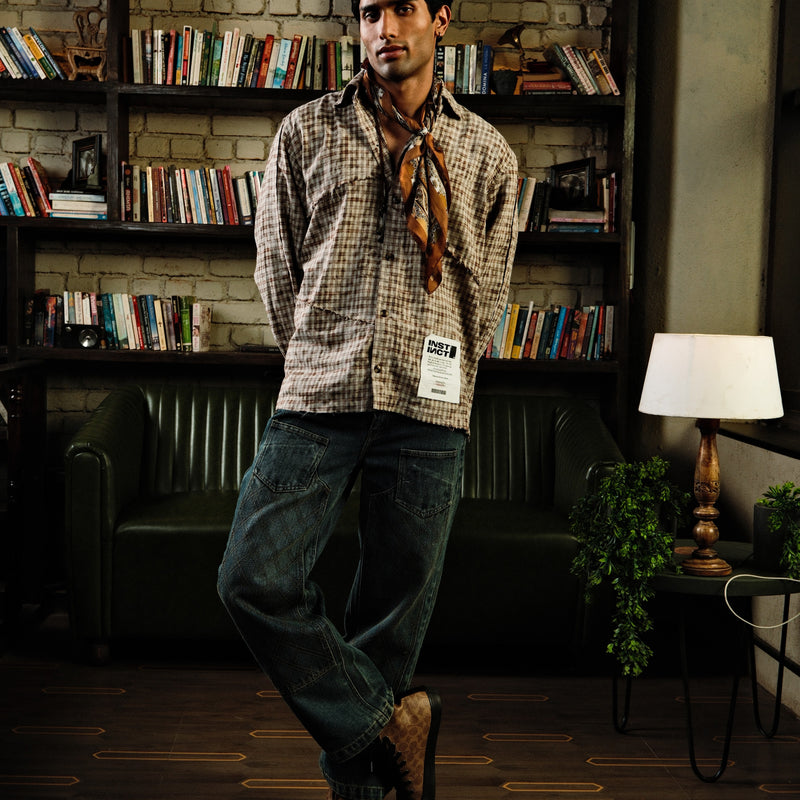 Raw Panel  Shirt - (Brown)