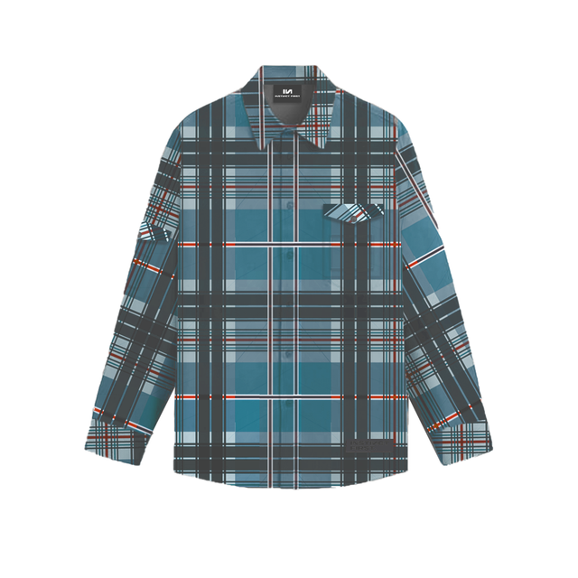 Embroidered Flannel Shirt- Slate Green