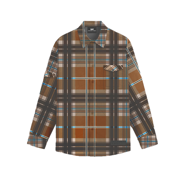 Embroidered Flannel Shirt- Caramel
