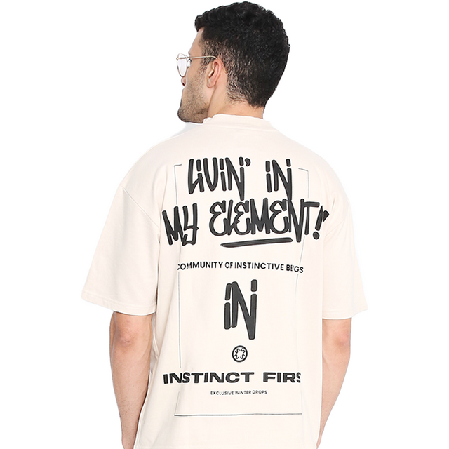 Living In My Element Oversized Off White T shirt