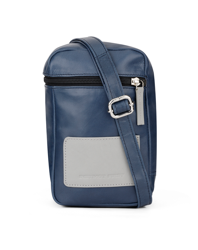 leather crossbody bag - blue - instinct first