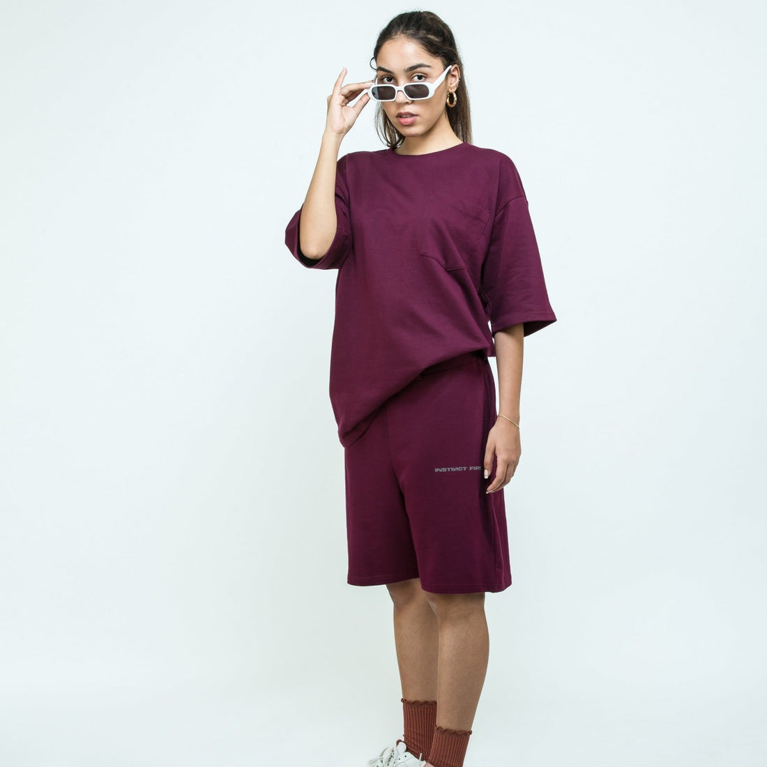Oversized Shorts - Wilderness Wine - Instinct First