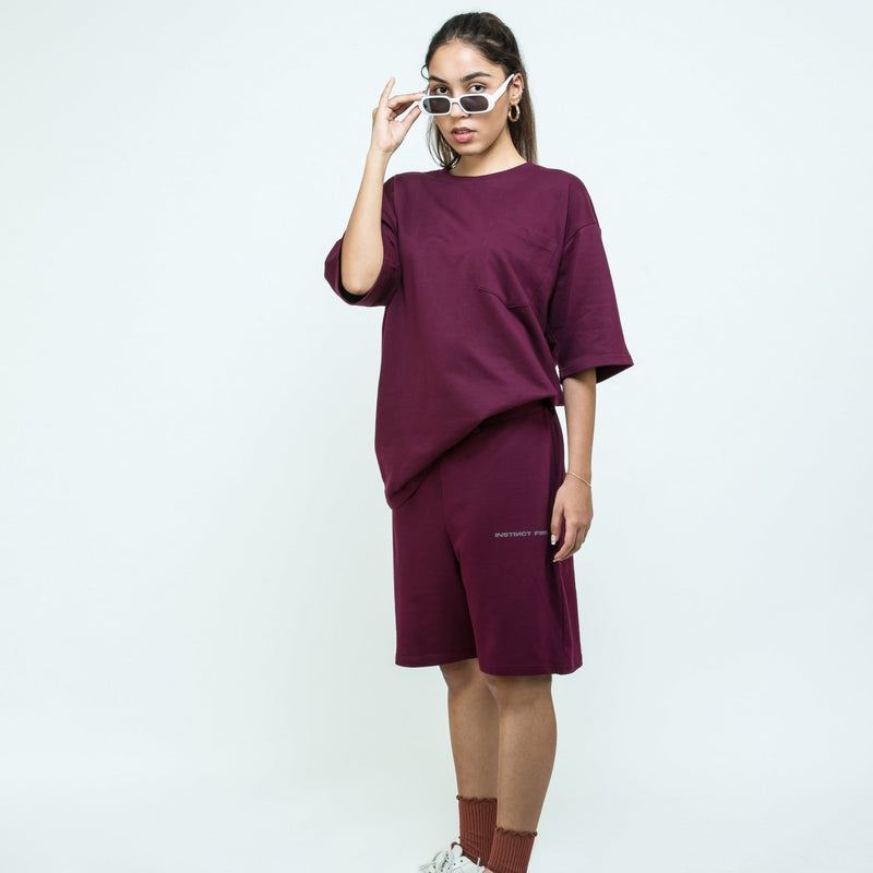 Oversized Shorts - Wilderness Wine - Instinct First