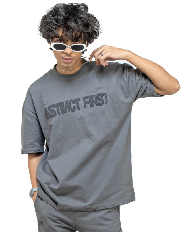 Buy Streetwear Steel Grey Instinct Oversized T-shirt Online in India